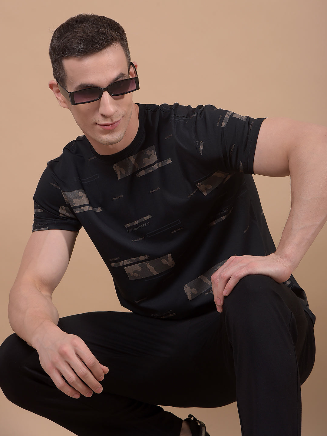 Black Printed T-Shirt-Men T-Shirts-Crimsoune Club