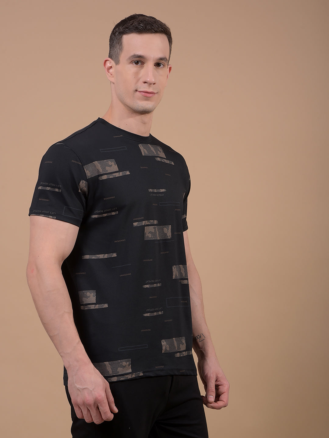 Black Printed T-Shirt-Men T-Shirts-Crimsoune Club