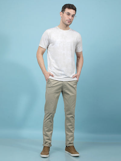 Beige Typographic Print T-Shirt-Men T-Shirts-Crimsoune Club