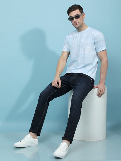 Blue Printed T-Shirt-Men T-Shirts-Crimsoune Club