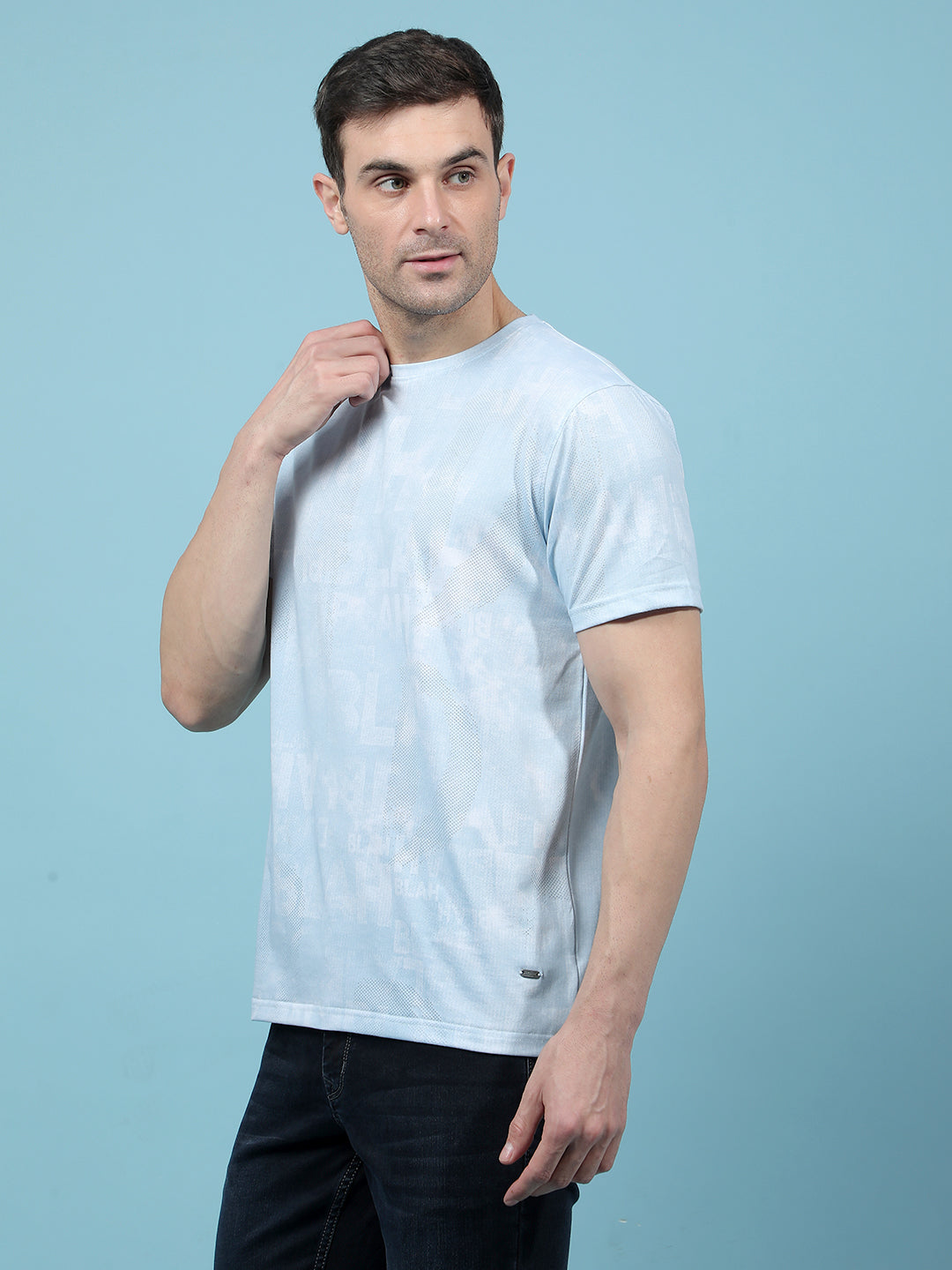 Blue Printed T-Shirt-Men T-Shirts-Crimsoune Club