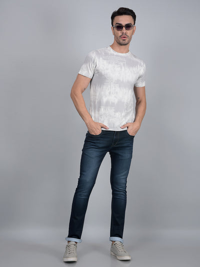 Grey Printed T-Shirt-Men T-Shirts-Crimsoune Club