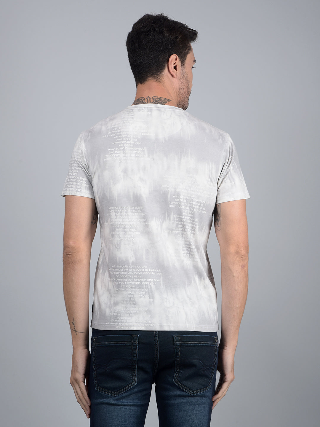 Grey Printed T-Shirt-Men T-Shirts-Crimsoune Club