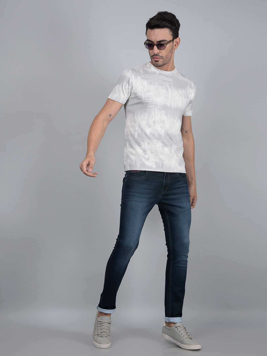 Grey Printed T-Shirt-Men T-Shirts-Crimsoune Club