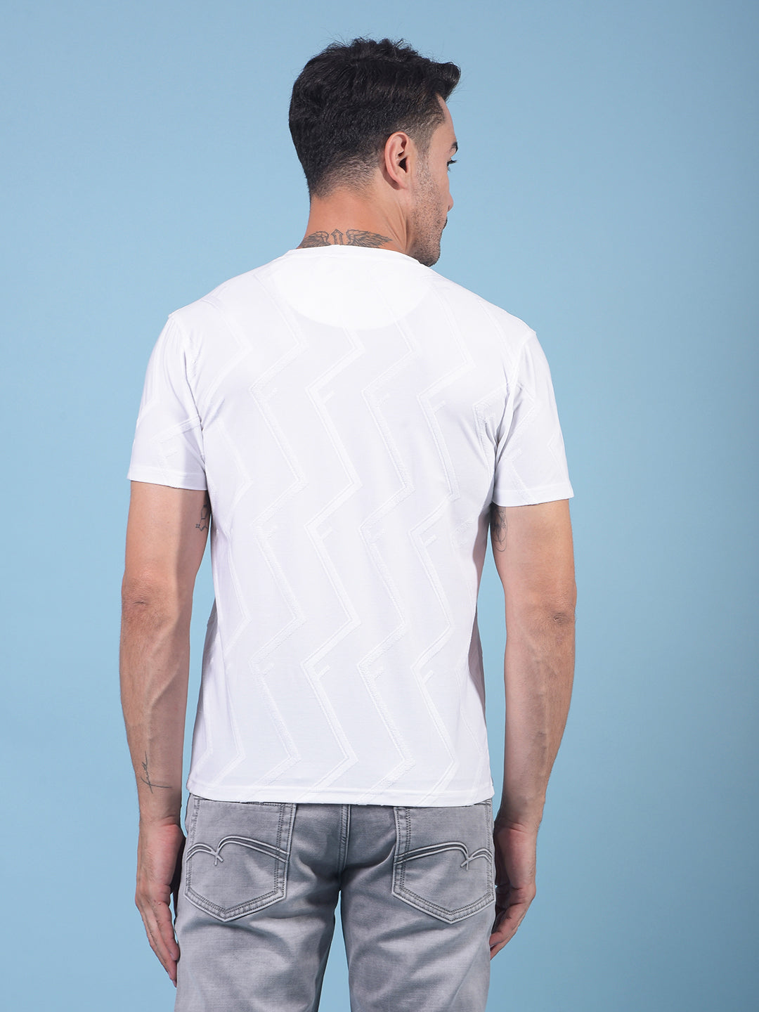 White Jacquard T-Shirt-Men T-Shirts-Crimsoune Club