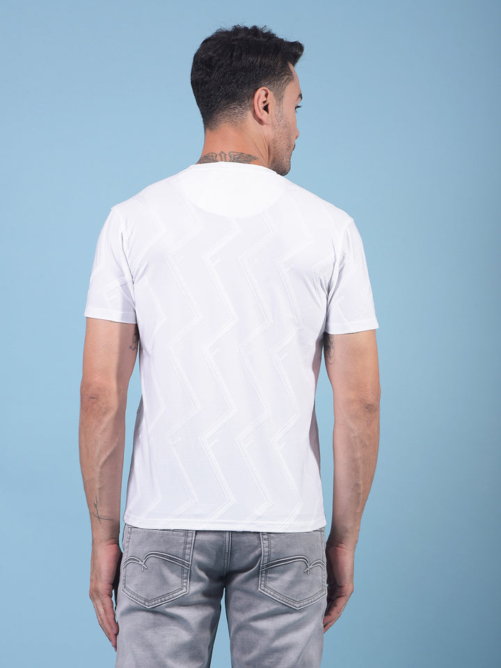 White Jacquard T-Shirt-Men T-Shirts-Crimsoune Club