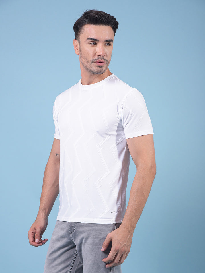 White Jacquard T-Shirt-Men T-Shirts-Crimsoune Club