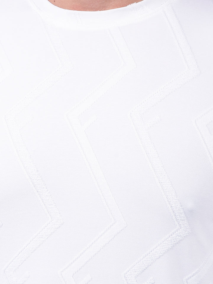 White Jacquard T-Shirt-Men T-Shirts-Crimsoune Club