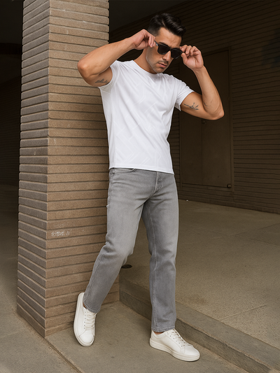 White Jacquard T-Shirt-Men T-Shirts-Crimsoune Club