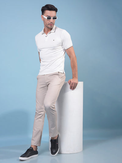 White Polo Neck T-Shirt-Men T-Shirts-Crimsoune Club