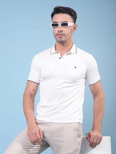 White Polo Neck T-Shirt-Men T-Shirts-Crimsoune Club