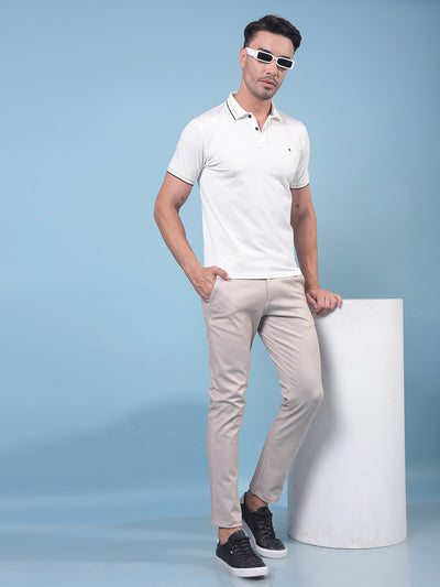 White Polo Neck T-Shirt-Men T-Shirts-Crimsoune Club