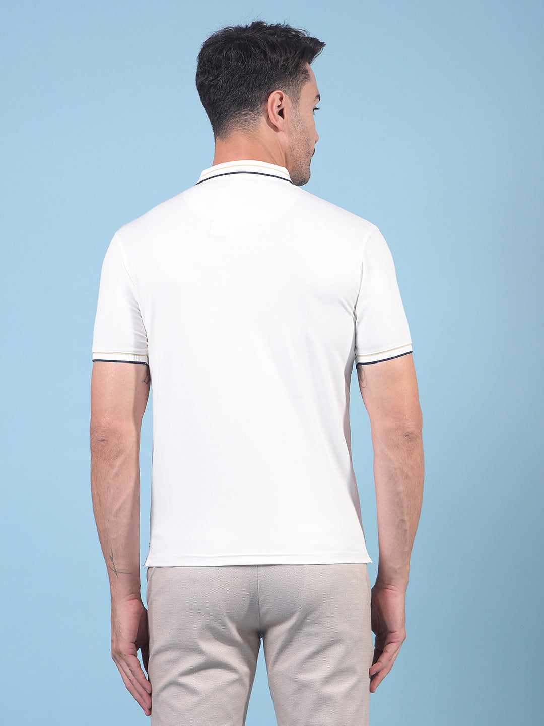 White Polo Neck T-Shirt-Men T-Shirts-Crimsoune Club