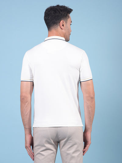 White Polo Neck T-Shirt-Men T-Shirts-Crimsoune Club