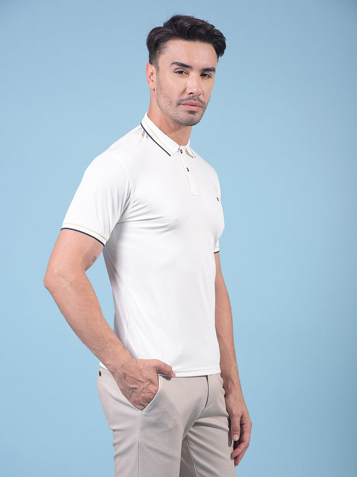White Polo Neck T-Shirt-Men T-Shirts-Crimsoune Club