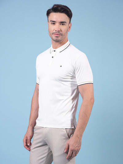 White Polo Neck T-Shirt-Men T-Shirts-Crimsoune Club