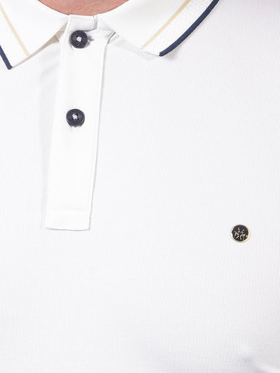 White Polo Neck T-Shirt-Men T-Shirts-Crimsoune Club
