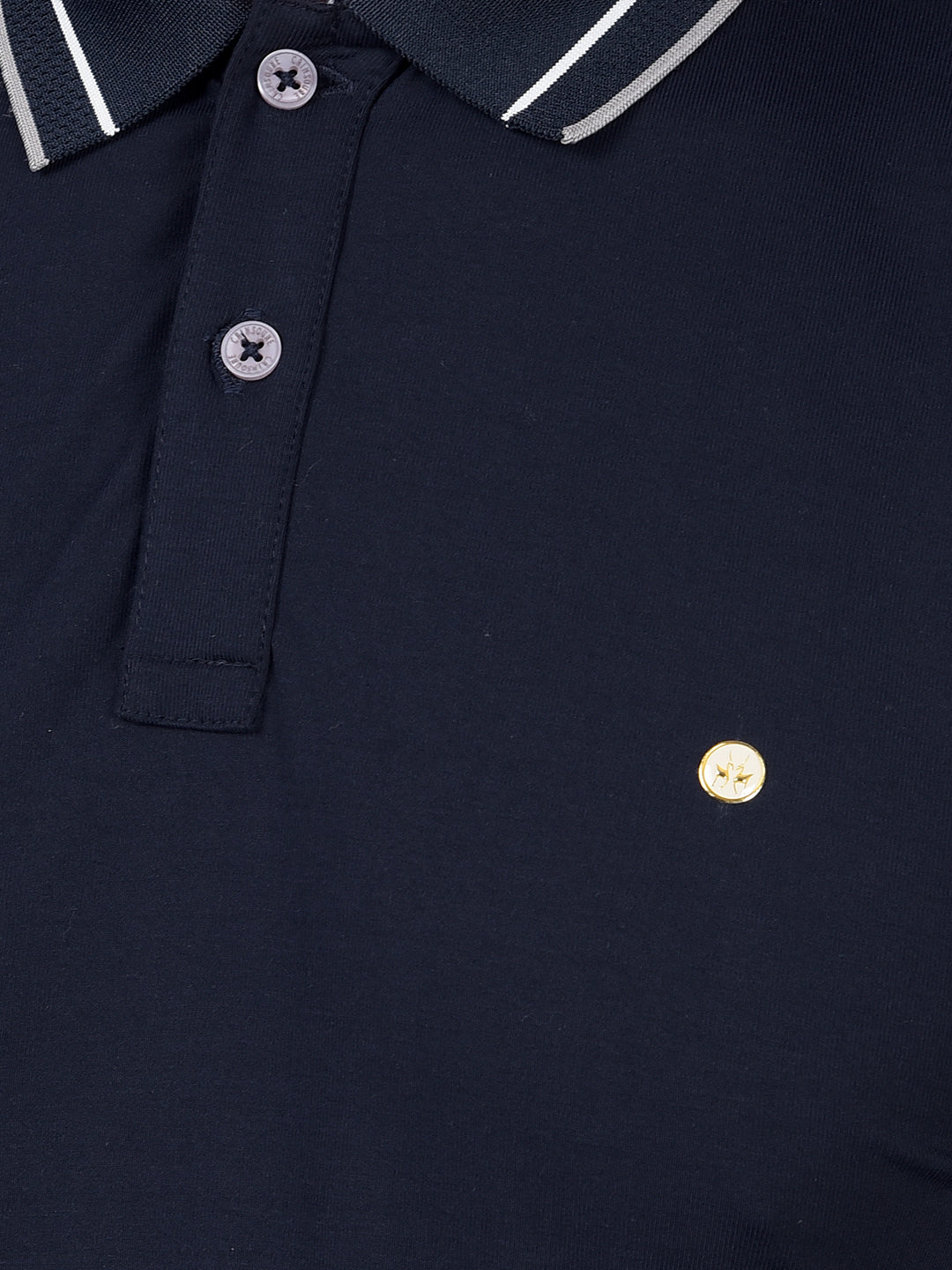 Navy Blue Polo Neck T-Shirt-Men T-Shirts-Crimsoune Club