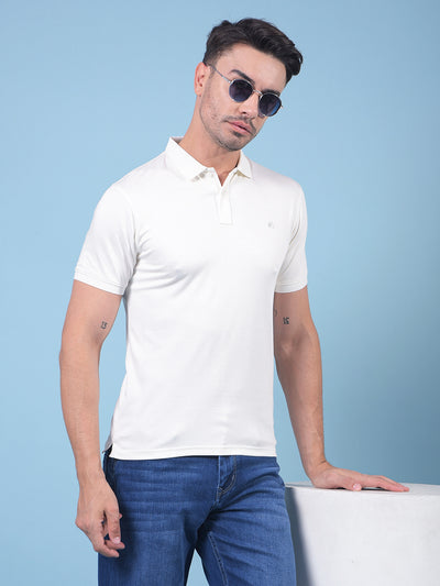White Polo Neck T-Shirt-Men T-Shirts-Crimsoune Club
