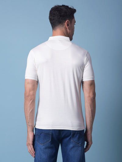 White Polo Neck T-Shirt-Men T-Shirts-Crimsoune Club