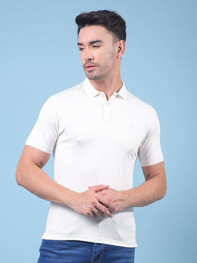 White Polo Neck T-Shirt-Men T-Shirts-Crimsoune Club