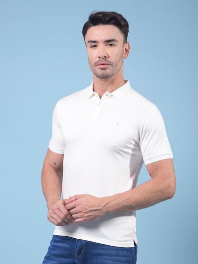 White Polo Neck T-Shirt-Men T-Shirts-Crimsoune Club