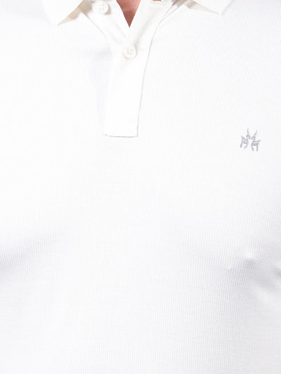White Polo Neck T-Shirt-Men T-Shirts-Crimsoune Club