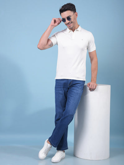 White Polo Neck T-Shirt-Men T-Shirts-Crimsoune Club