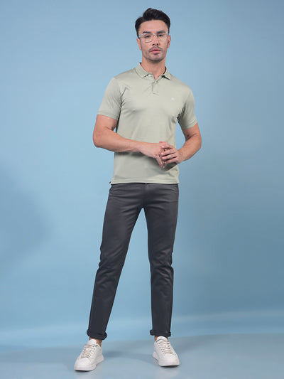 Green Polo Neck T-Shirt-Men T-Shirts-Crimsoune Club
