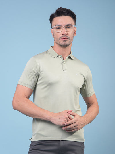 Green Polo Neck T-Shirt-Men T-Shirts-Crimsoune Club