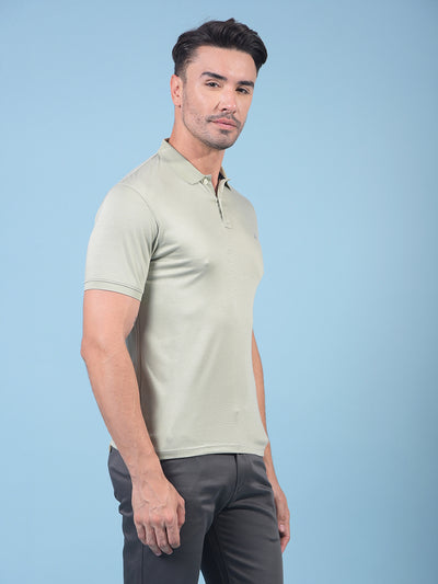 Green Polo Neck T-Shirt-Men T-Shirts-Crimsoune Club