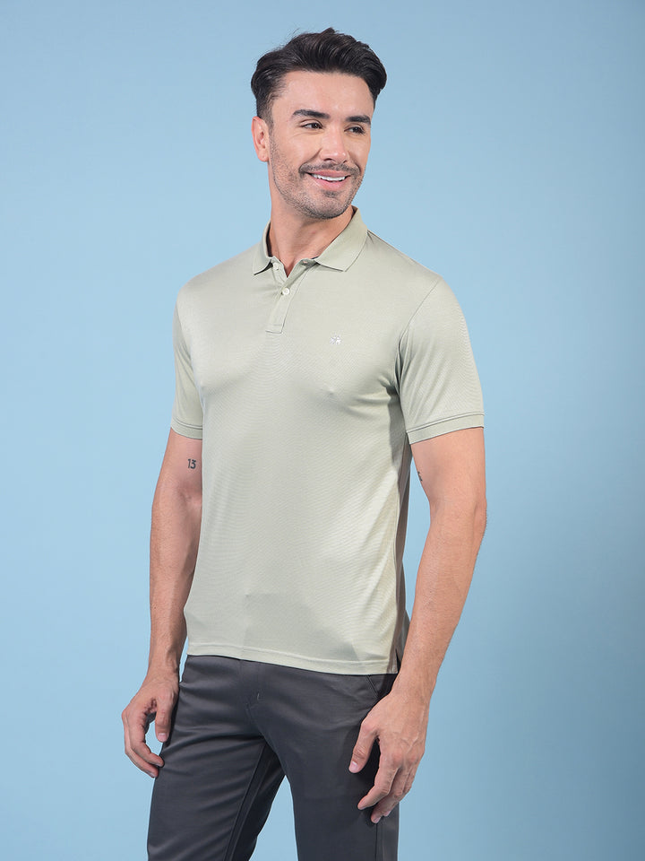 Green Polo Neck T-Shirt-Men T-Shirts-Crimsoune Club