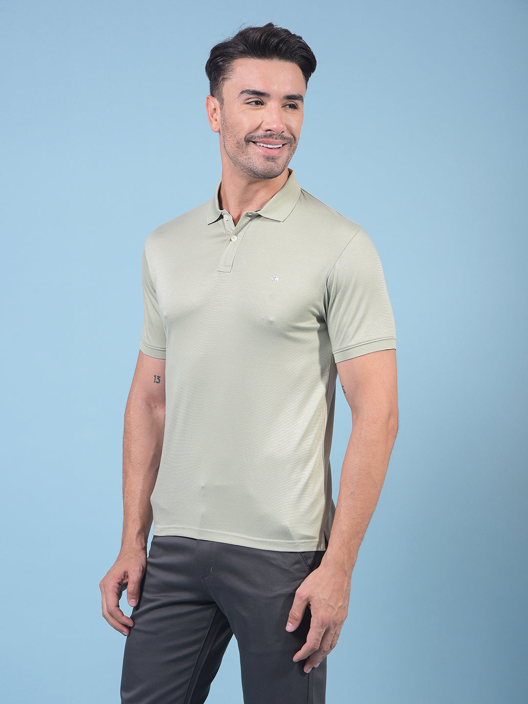 Green Polo Neck T-Shirt-Men T-Shirts-Crimsoune Club