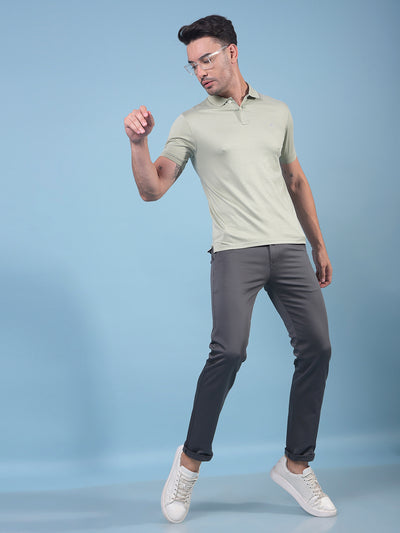 Green Polo Neck T-Shirt-Men T-Shirts-Crimsoune Club