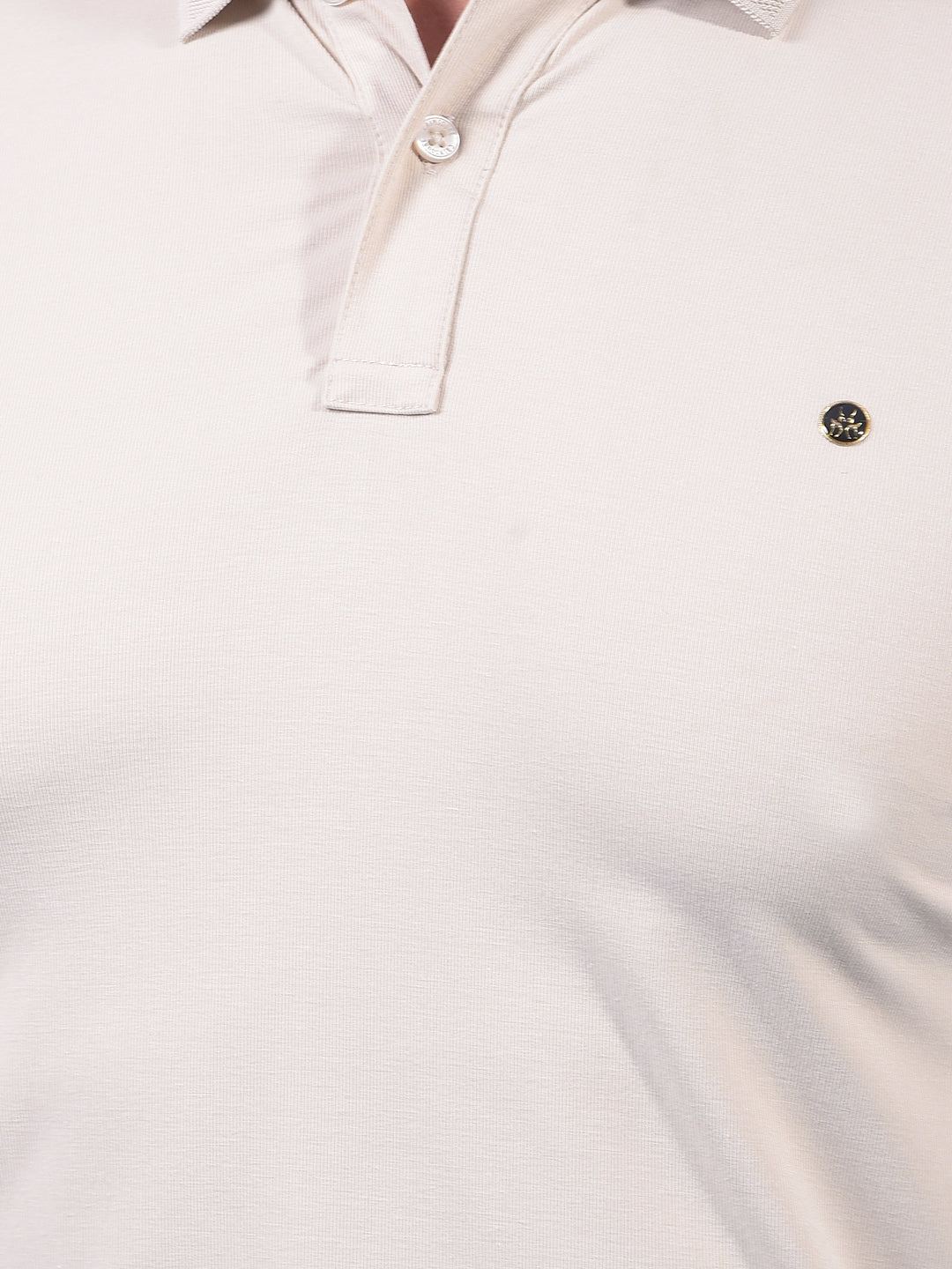 Beige Polo Neck T-Shirt-Men T-Shirts-Crimsoune Club