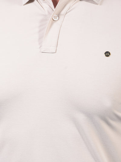 Beige Polo Neck T-Shirt-Men T-Shirts-Crimsoune Club