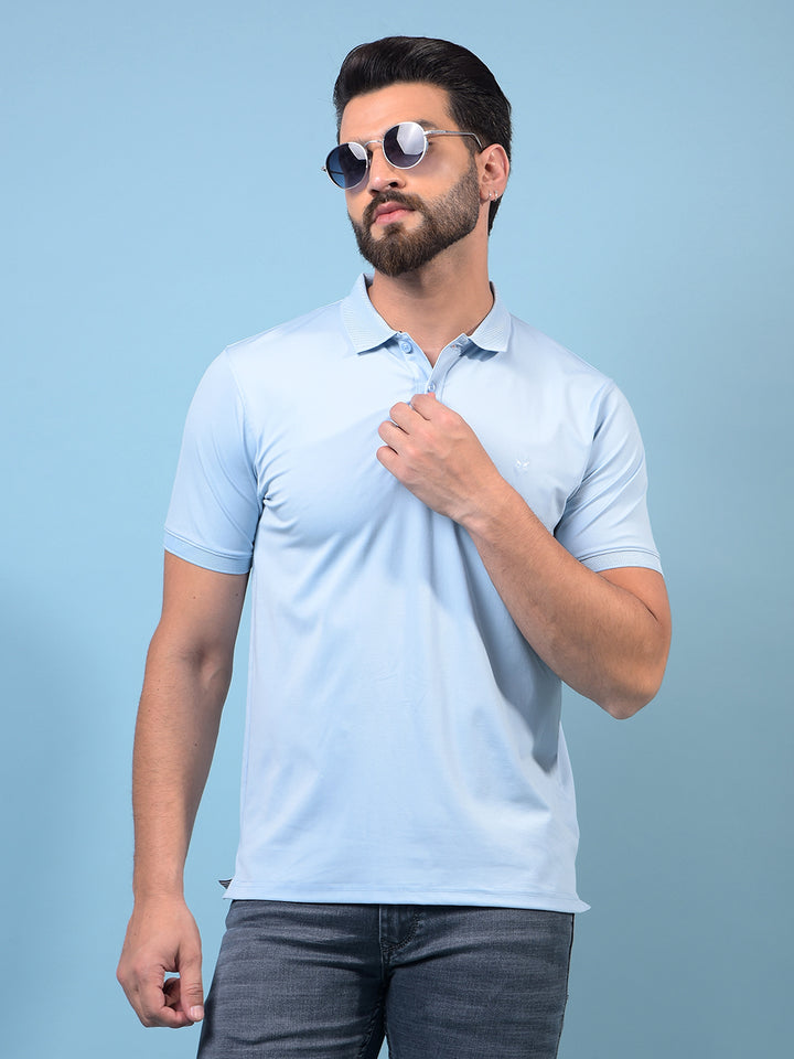 Men's Blue Polo Neck T-Shirt-Men T-Shirts-Crimsoune Club