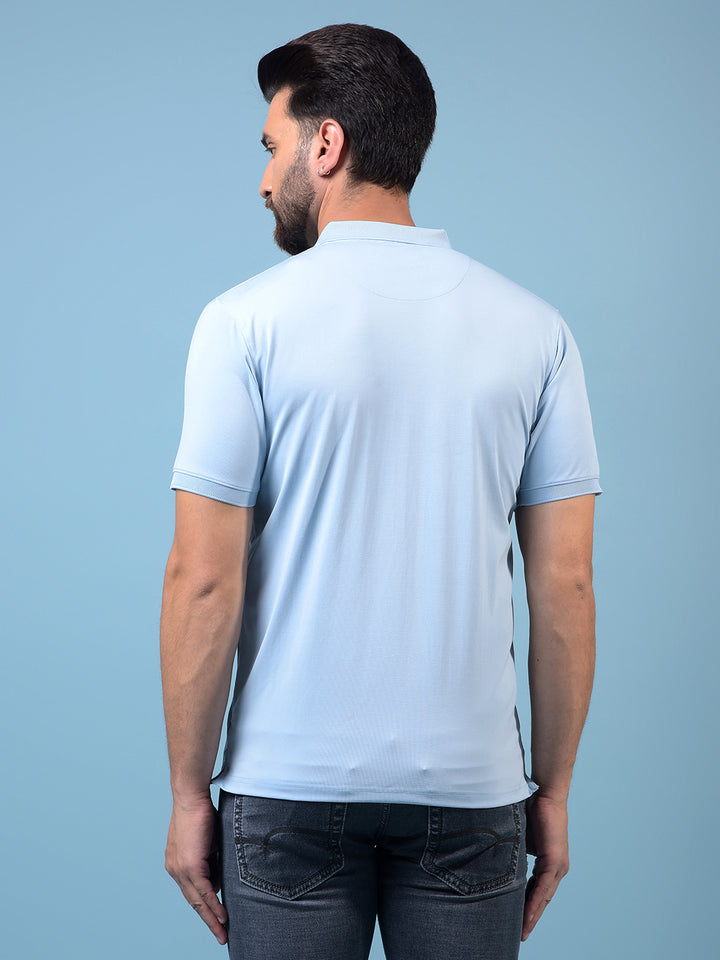 Men's Blue Polo Neck T-Shirt-Men T-Shirts-Crimsoune Club
