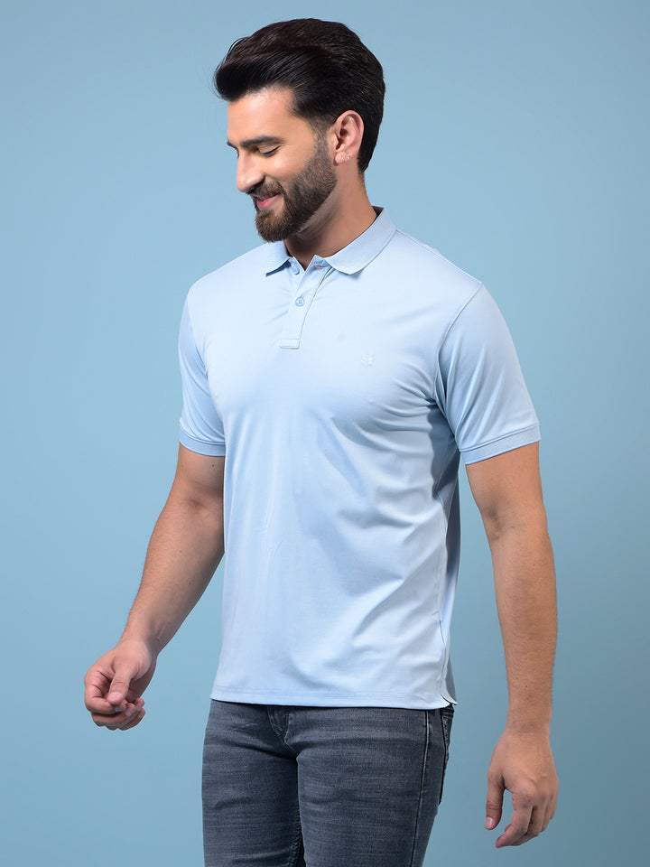 Men's Blue Polo Neck T-Shirt-Men T-Shirts-Crimsoune Club