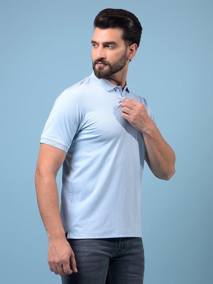 Men's Blue Polo Neck T-Shirt-Men T-Shirts-Crimsoune Club