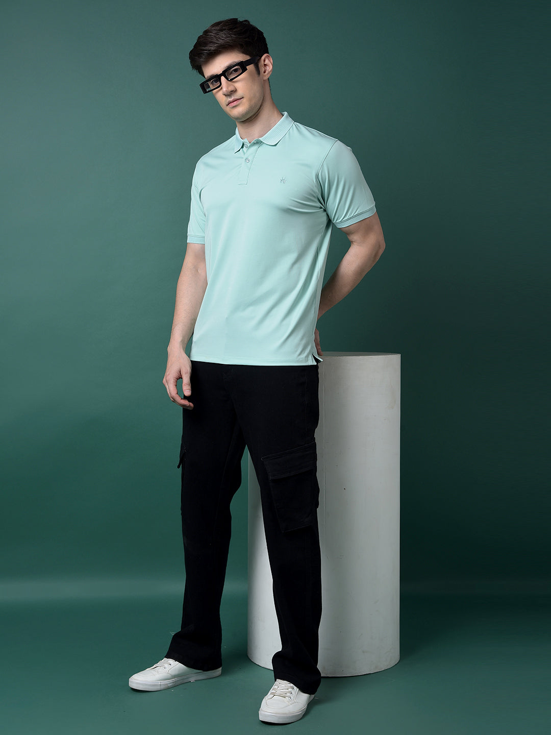 Green Polo Neck T-Shirt-Men T-Shirts-Crimsoune Club