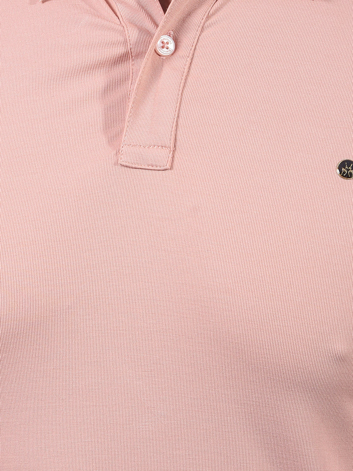 Peach Polo Neck T-Shirt-Men T-Shirts-Crimsoune Club