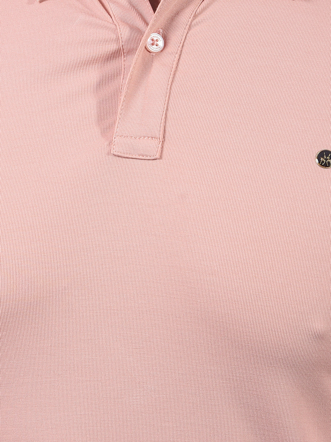 Peach Polo Neck T-Shirt-Men T-Shirts-Crimsoune Club