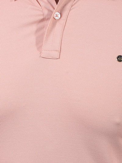 Peach Polo Neck T-Shirt-Men T-Shirts-Crimsoune Club