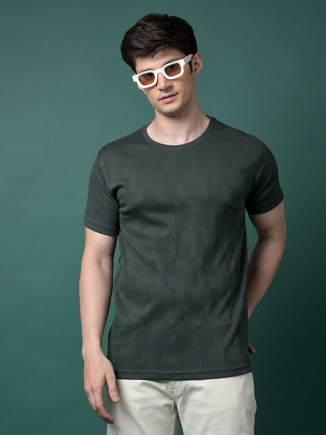Green Printed T-Shirt-Men T-Shirts-Crimsoune Club