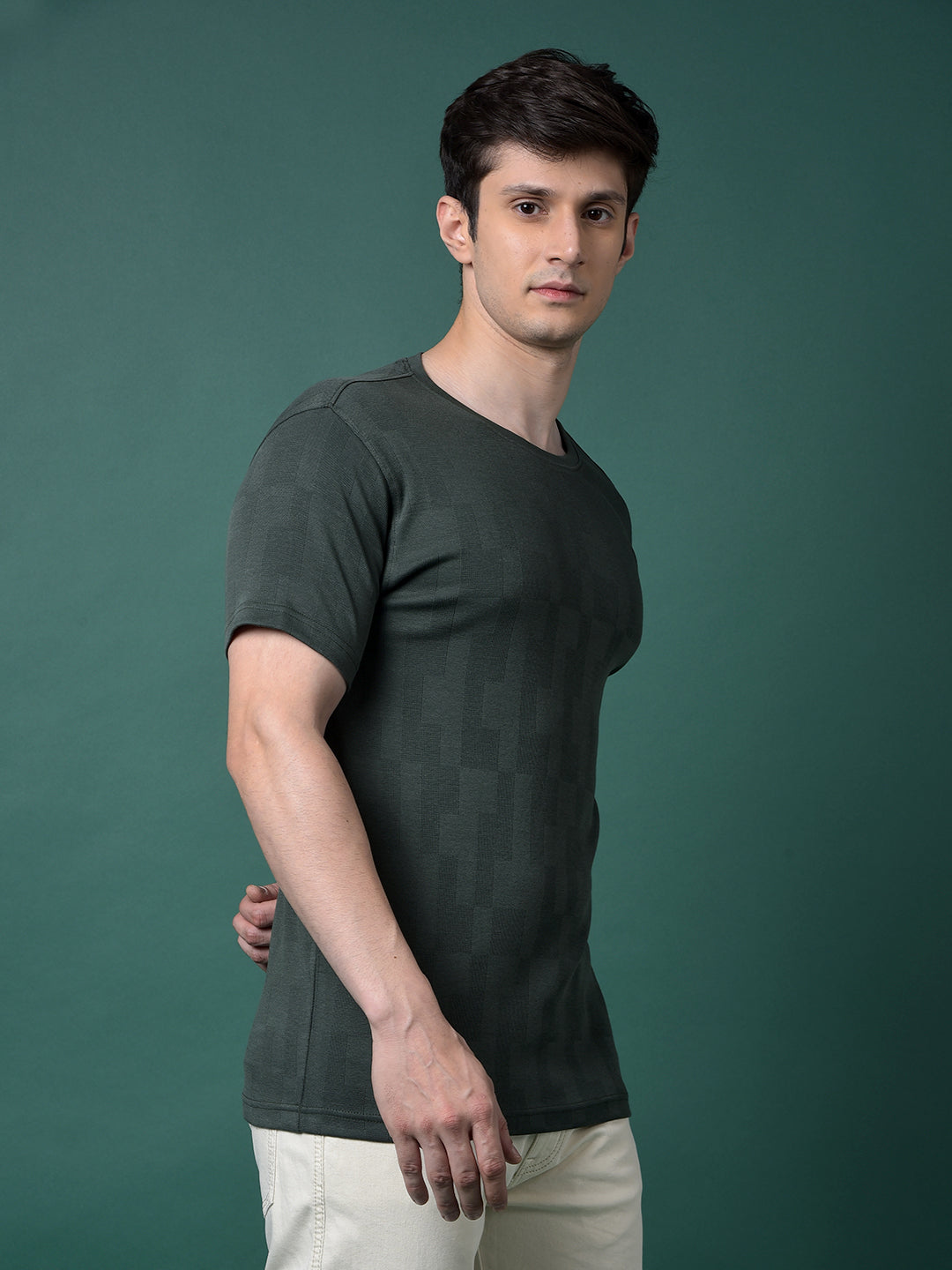 Green Printed T-Shirt-Men T-Shirts-Crimsoune Club