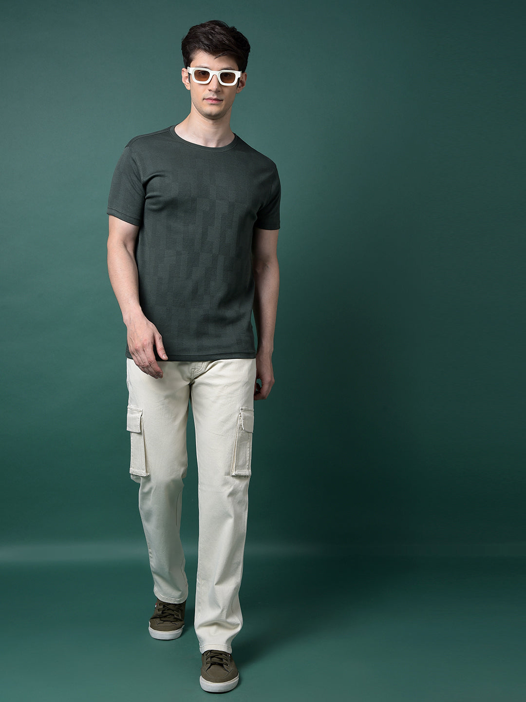 Green Printed T-Shirt-Men T-Shirts-Crimsoune Club
