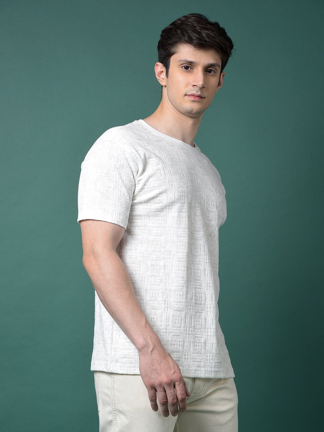 Grey Jacquard T-Shirt-Men T-Shirts-Crimsoune Club