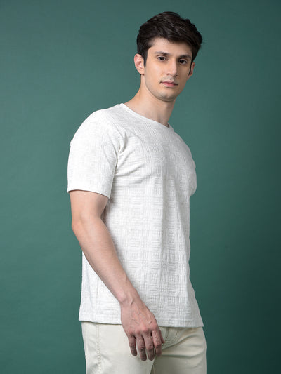 Grey Jacquard T-Shirt-Men T-Shirts-Crimsoune Club