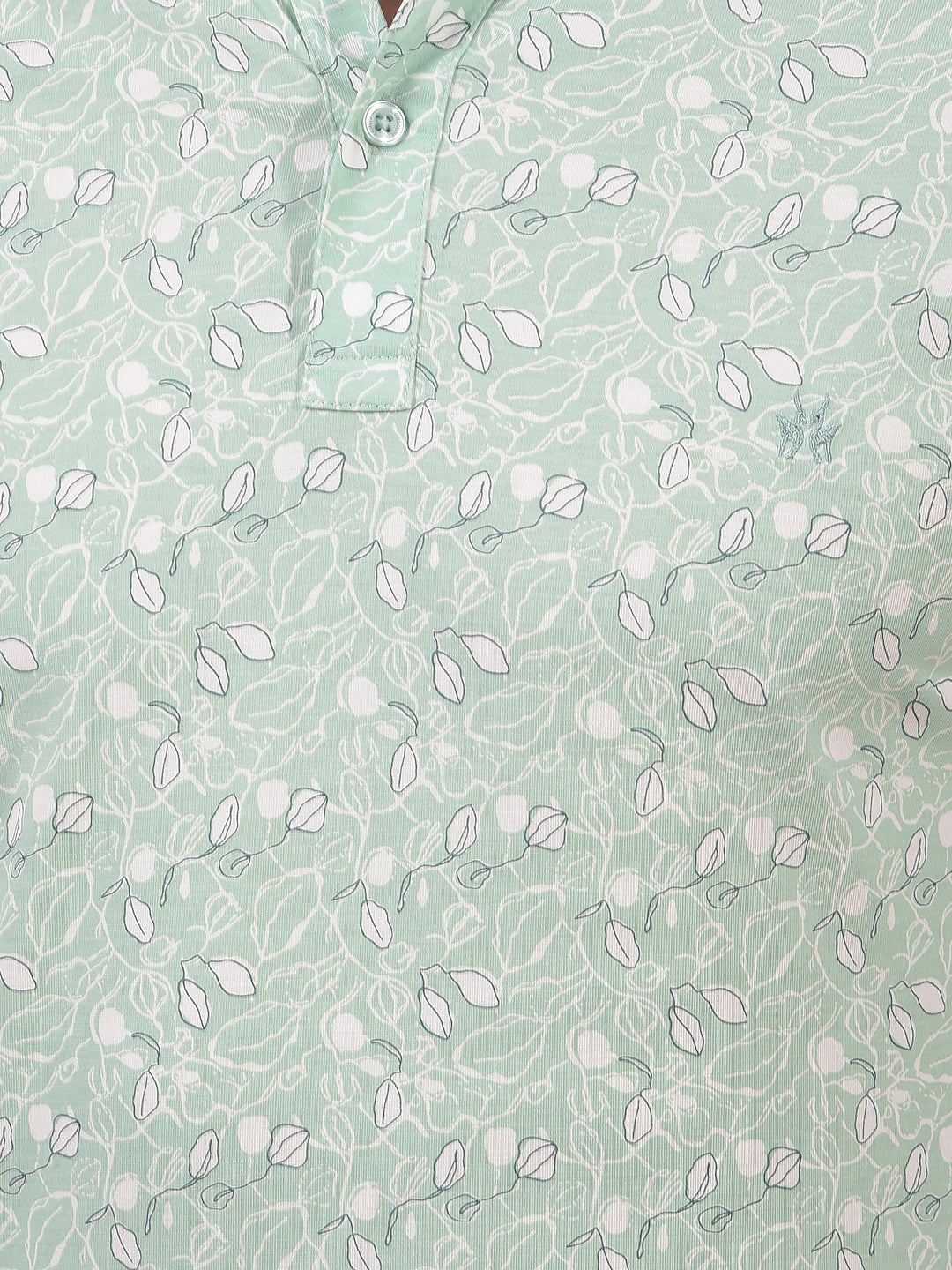 Green Floral Print Polo Neck T-Shirt-Men T-Shirts-Crimsoune Club